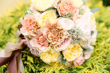 Wedding bouquet with yellow flowers