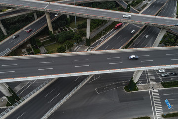 Aerial view of highway and overpass