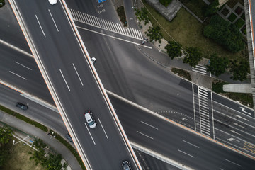 Aerial view of highway and overpass