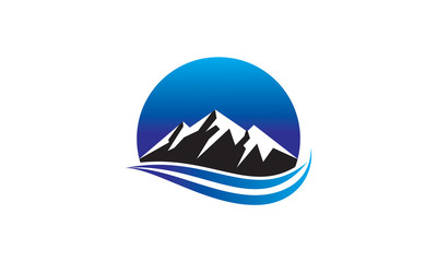 Obraz premium Mountain and wave logo