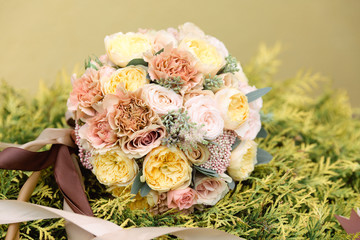 Wedding bouquet with yellow flowers