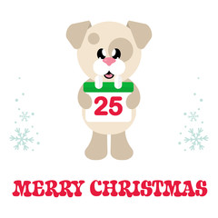 winter christmas dog with christmas calendar and christmas text