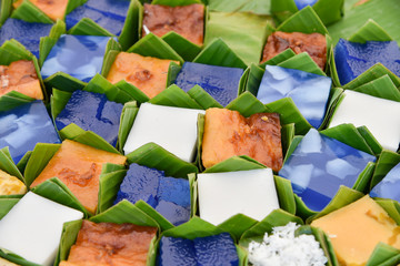 Thai dessert in banana leaf package