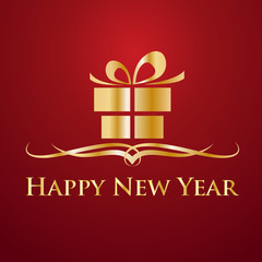 Happy New Year. Greeting, Gift or Purchases. Golden vector illustration