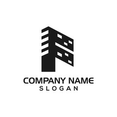 F building construction, Initial F with building concept as logo icon template for construction business etc.