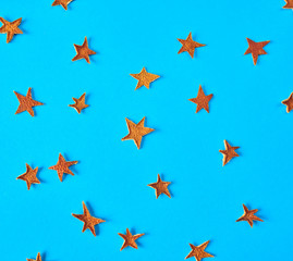 A lot of yellow stars on blue background. Design mockup.
