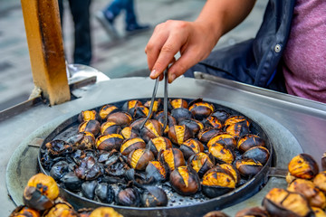 Roasting chestnuts in winter in Istanbul’s Istiklal Street