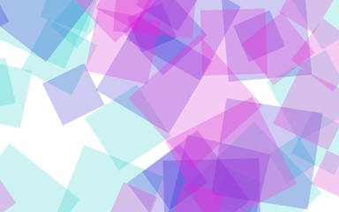 Multicolored translucent squares on white background. Pink tones. 3D illustration