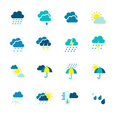 Set of Weather vector flat icons designs