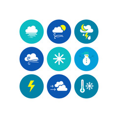 Set of Weather vector flat icons designs