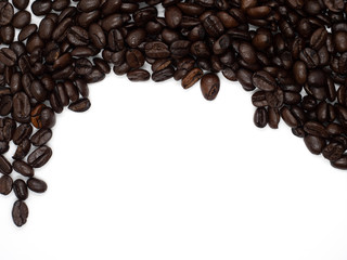  roasted coffee beans. coffee beans isolated on white background