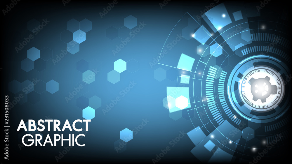 Poster printvector abstract technology innovation circuit board and communication concept with hexagons for