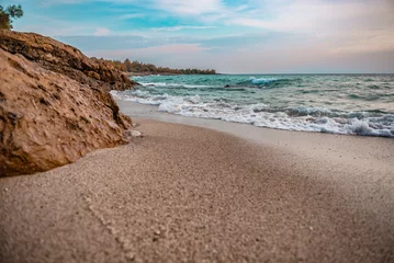 Badezimmer Foto Rückwand Sand beach in Greece © kerkezz