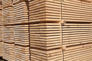 Fresh wooden studs