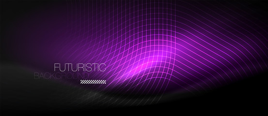 Obraz premium Neon glowing lines, magic energy space light concept, abstract background wallpaper design