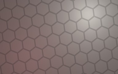 Honeycomb with color lighting, on a gray background. Perspective view on polygon look like honeycomb. Isometric geometry. 3D illustration