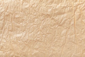 Crumpled brown wrapping paper, closrup.
