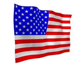 Obraz premium Waving flag of the United States of America. Stars and Stripes. State symbol of the USA. 3D illustration
