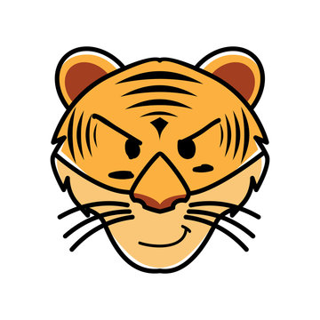 flat vector type of animal tigers face expression, vector illustration