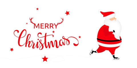 Christmas card with Santa ice skating
