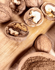 walnuts and dry spices close-up