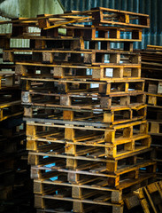 stack of wooden palletes