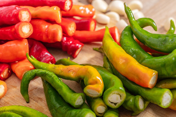 fresh hot peppers closeup
