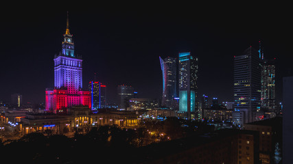 Warszawa nocą - obrazy, fototapety, plakaty