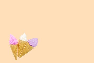 Meringues Soft Serve isolated light orange pastel background, clipping path.