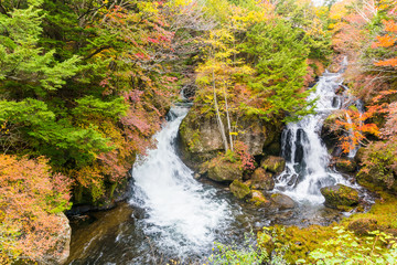 Ryuzu waterfall in autumn at nikko tochigi japan