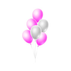 3d shiny bunch of Helium Balloons floating in the air isolated on white background