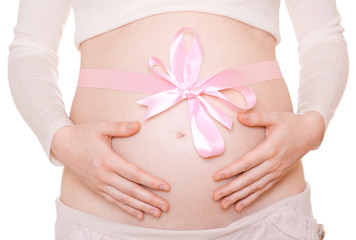 pregnant woman on white