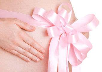 pregnant woman on white