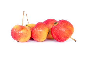 crabapples isolated on white background. Close up, Fresh apples.