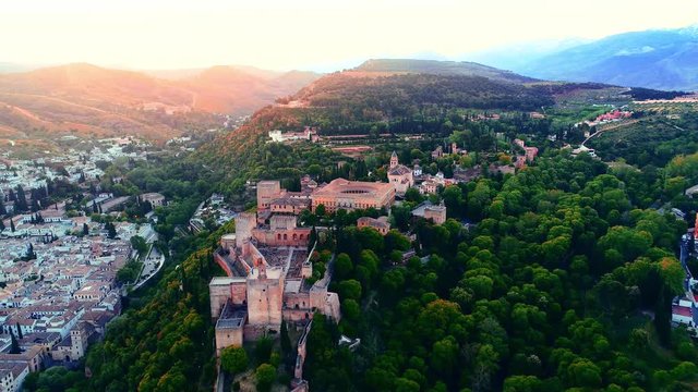 Done view fly above Alhambra