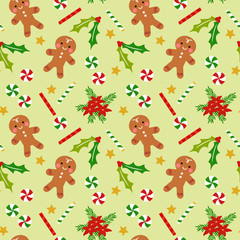 Cute gingerbread seamless pattern.