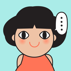 Fototapeta premium Closeup Portrait Young Girl Has Nothing To Say Concept Card Character illustration