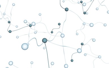 Neural network. Social network. Futuristic dna, deoxyribonucleic acid. Abstract molecule, cell illustration, mycelium. Light background. 3D illustration