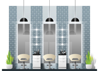 Interior scene of modern beauty salon , vector , illustration