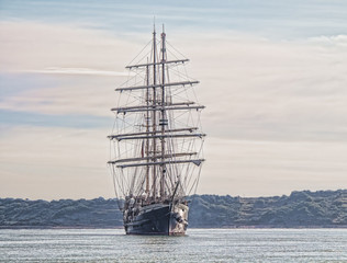 Fototapeta na wymiar Tall ship at anchor