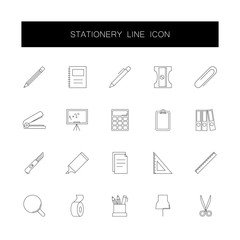 Line icons set. Stationery pack. Vector illustration