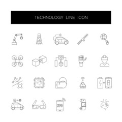 Line icons set. Technology pack. Vector illustration