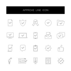 Line icons set. Approve pack. Vector illustration