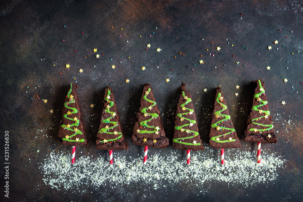 Sticker brownies christmas trees