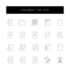 Line icons set. Document pack. Vector illustration