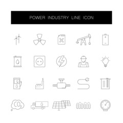 Line icons set. Power industry pack. Vector illustration