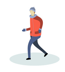 Fototapeta premium Winter clothes dressed man