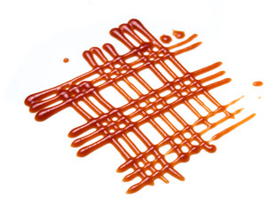 Red ketchup tomato sauce isolated on white background