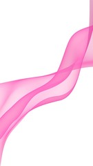 Abstract pink wave. Bright pink ribbon on white background. Pink scarf. Abstract smoke. Raster air background. Vertical image orientation. 3D illustration