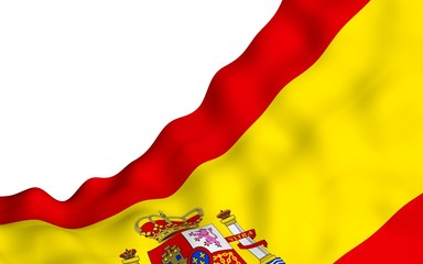 Fototapeta premium The flag of Spain. Official state symbol of the Kingdom of Spain. Concept: web, sports pages, language courses, travelling, design elements. 3d illustration
